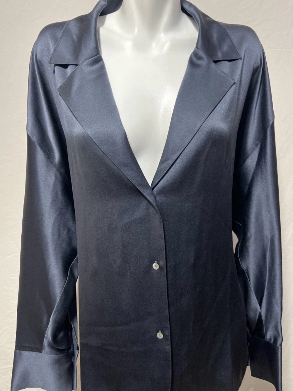 NWT VINCE $365 sumptuous silk gray tie back button down blouse sz XXL WOWZA!